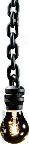Black chain light bulb, png
