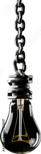 Black chain light bulb, png