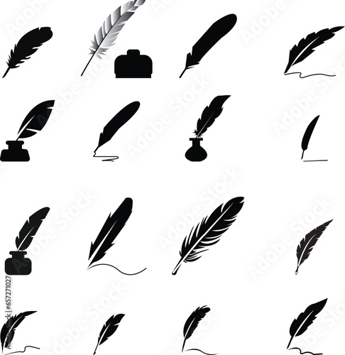 Quill and Ink Glyph Icon. ink icon, isolated craft outline icon in white background, perfect for website, blog, logo, graphic design,