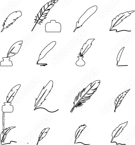 Quill and Ink Glyph Icon. ink icon, isolated craft outline icon in white background, perfect for website, blog, logo, graphic design,