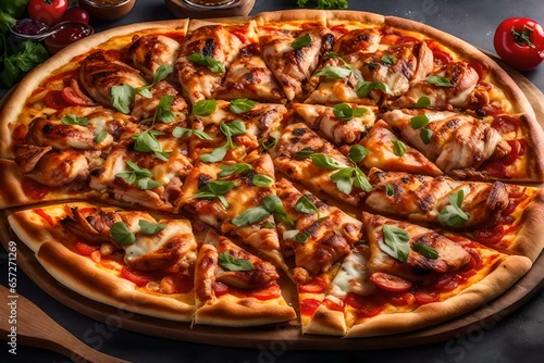 Mouthwatering BBQ chicken pizza.