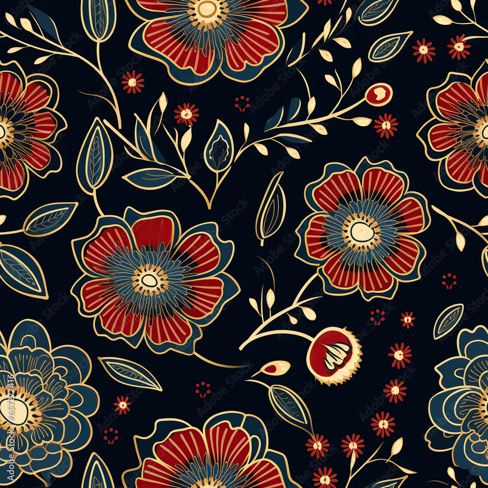 Madhu Bani kalamkari seamless pattern Madhu Bani kalamkari seamless pattern