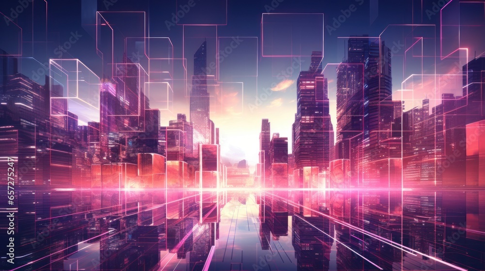 city skyline. Generative AI city skyline. Generative AI