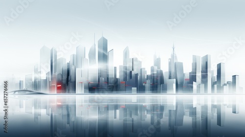 country skyline with reflection. Generative AI