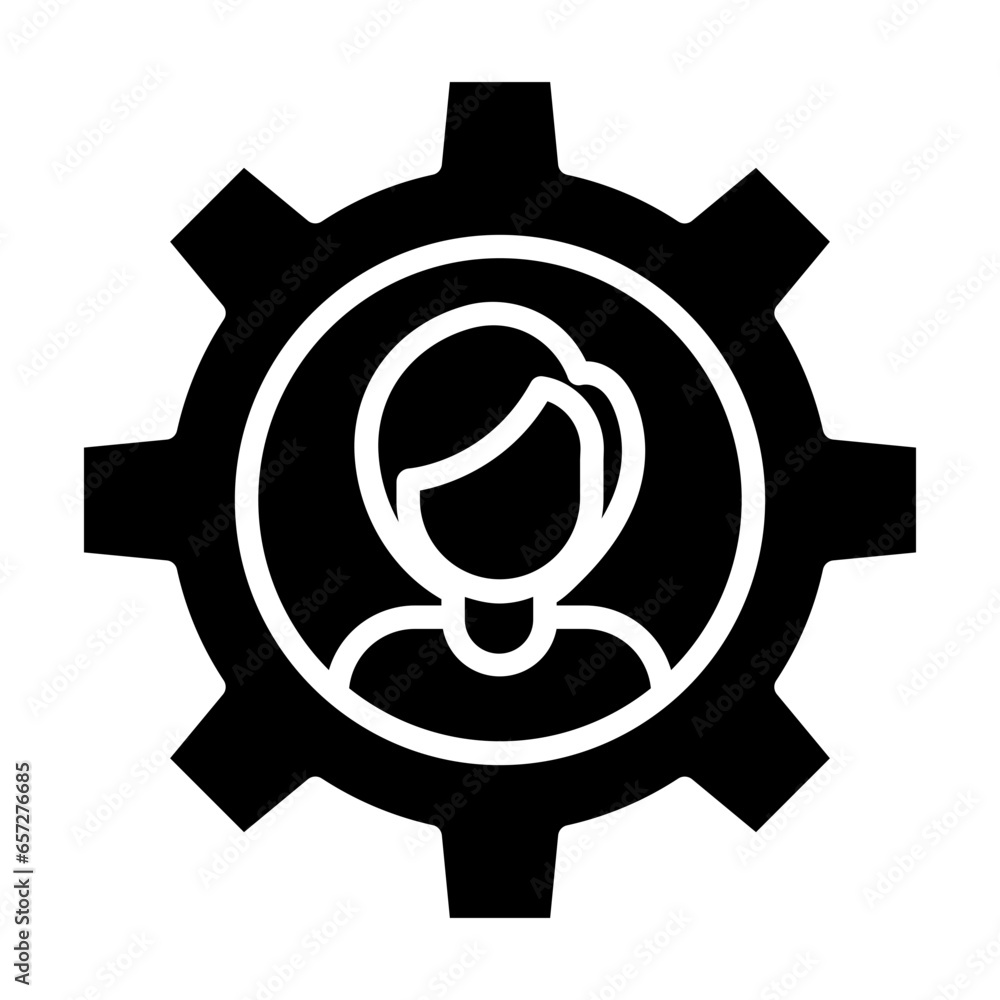 Solid Woman Management cog icon Solid Woman Management cog icon