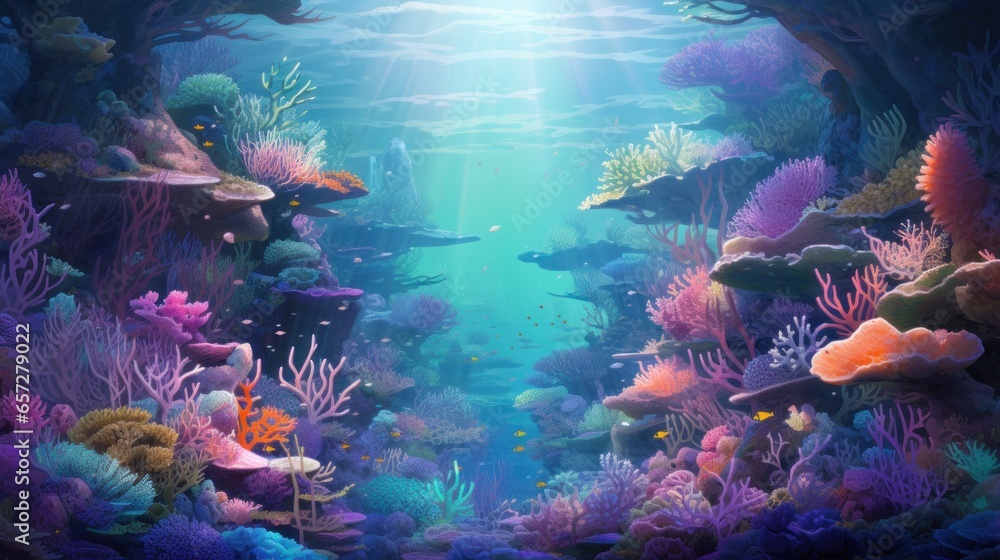 tropical coral reef. Generative AI 