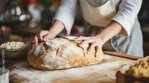 baker kneading dough. Generative AI 