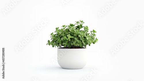 Beautiful portulacaria afra with pot white green background Ai generated art