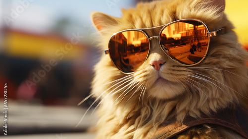 Portrait of a cat wearing sunglasses, generative AI




