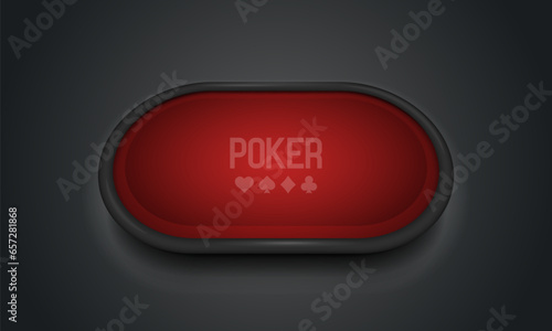 Poker table with red cloth on dark background. Vector illustration.