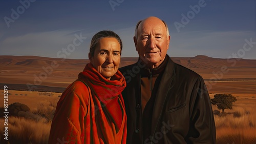 Elder couple in the desert