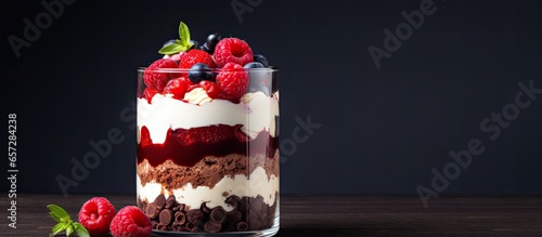 Jarred layered dessert With copyspace for text