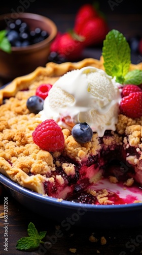 Mixed berry pie with streusel topping, a colorful and fruity dessert