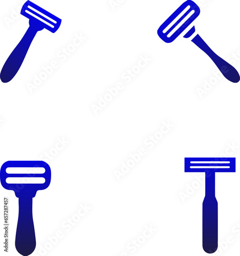 Razor Icons - Graphical representations or symbols related to razors. These icons could include different styles of razors, such as straight razors, safety razors, or electric razors.