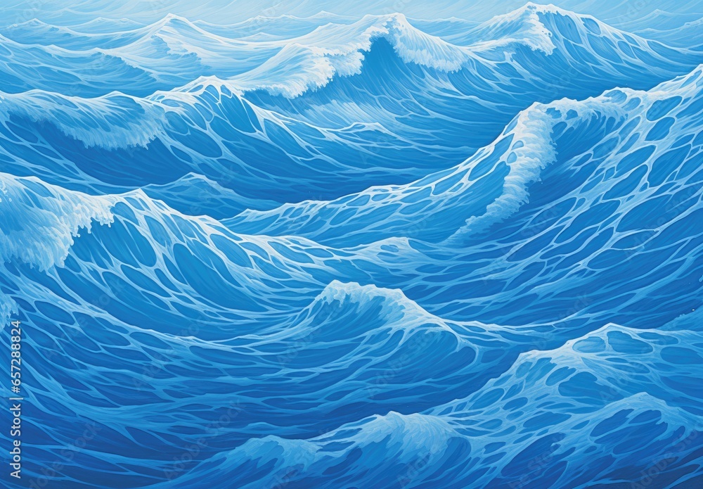Blue abstract ocean seascape. Surface of the sea. Water waves in watercolor style. Nature background. Illustration for cover, card, postcard, interior design, decor or print. Blue abstract ocean seascape. Surface of the sea. Water waves in watercolor style. Nature background. Illustration for cover, card, postcard, interior design, decor or print.
