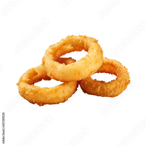Onion fried rings on transparent background