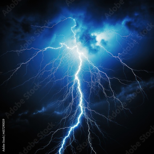 Electricity Charges the Sky with Lightning and Thunder on a Dark Night