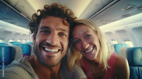 A happy couple enjoying their flight together © mattegg