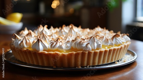 Lemon meringue pie with fluffy peaks, a light and citrusy indulgence