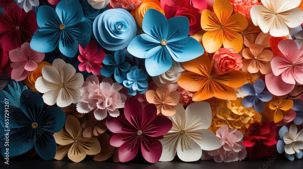 Colorful flowers made of paper. Colorful flowers made of paper.