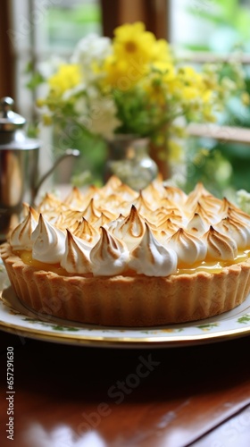 Lemon meringue pie with fluffy peaks, a light and citrusy indulgence