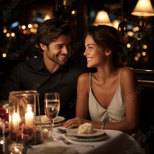 Couple enjoying a candlelit dinner at a fancy restaurant