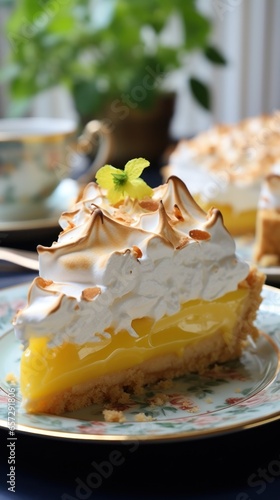 Lemon meringue pie with fluffy peaks, a light and citrusy indulgence