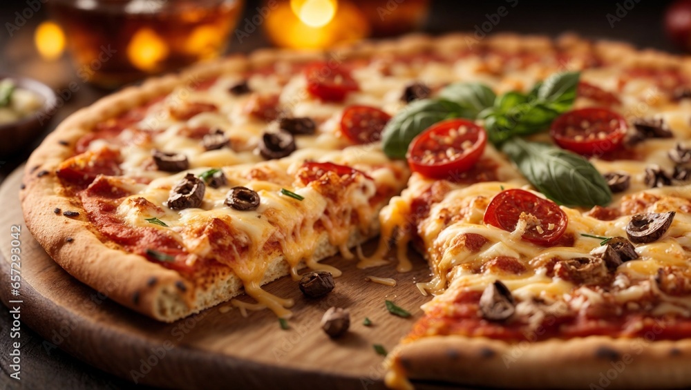 hot Italian pizza with sticky cheese