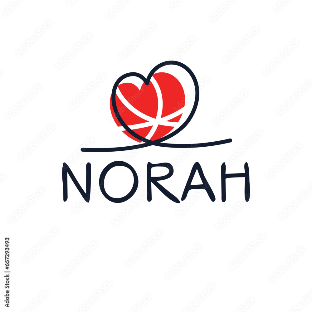 (Norah) Calligraphy name, Vector illustration.