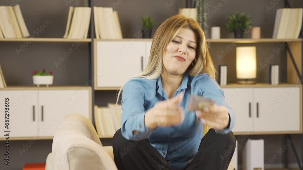 Woman who is happy and has money. Woman who is happy and has money.