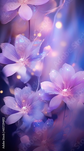 A bunch of purple flowers on a blue background © cac_tus
