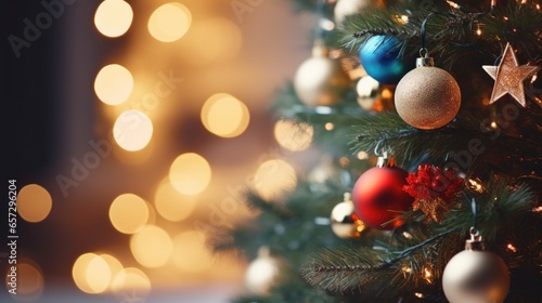 Christmas concept Blurred bokeh lights with space for text. Ideal for a Christmas background.