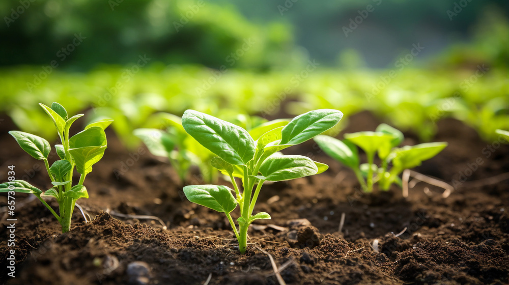 A Close-Up Perspective on Seeds and Young Tobacco Seedlings, Commencing an Exciting Journey of Cultivation and Growth A Close-Up Perspective on Seeds and Young Tobacco Seedlings, Commencing an Exciting Journey of Cultivation and Growth