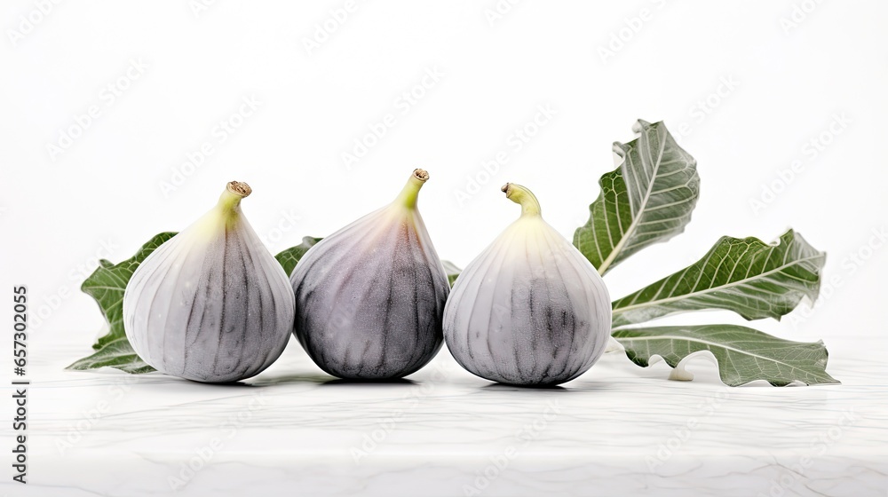 Obraz premium a group of three figs sitting next to each other. generative ai