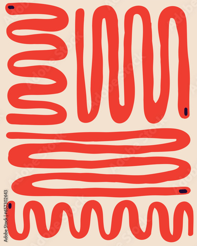 Vibrant groovy snake card in modern trendy naive style. Minimalistic funky bizarre snake
