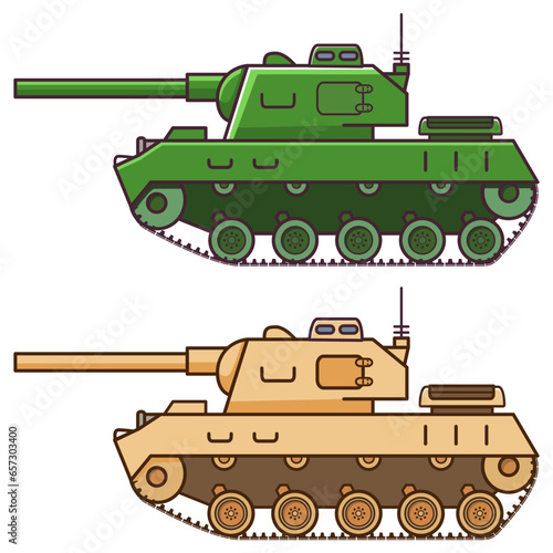 Military vehicle with gun. Armored vehicle.Weapons for modern warfare.Tank outline simple icon.Outline vector illustration.Isolated on white background.