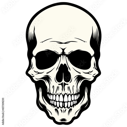 Human skull vector illustration. Halloween symbol of death, skeleton head, day of the dead.