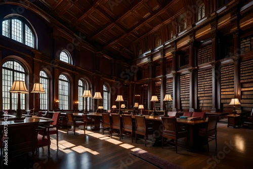 A Lawyer Office with Law Books Library. A silent environment in the office, A books library with tables and chairs