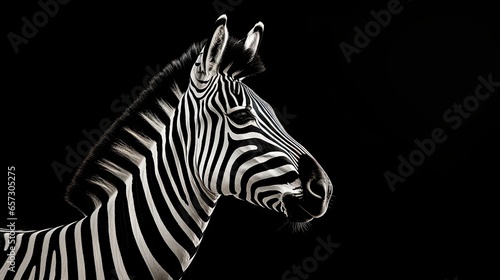  a black and white photo of a zebra's head.  generative ai © Anna