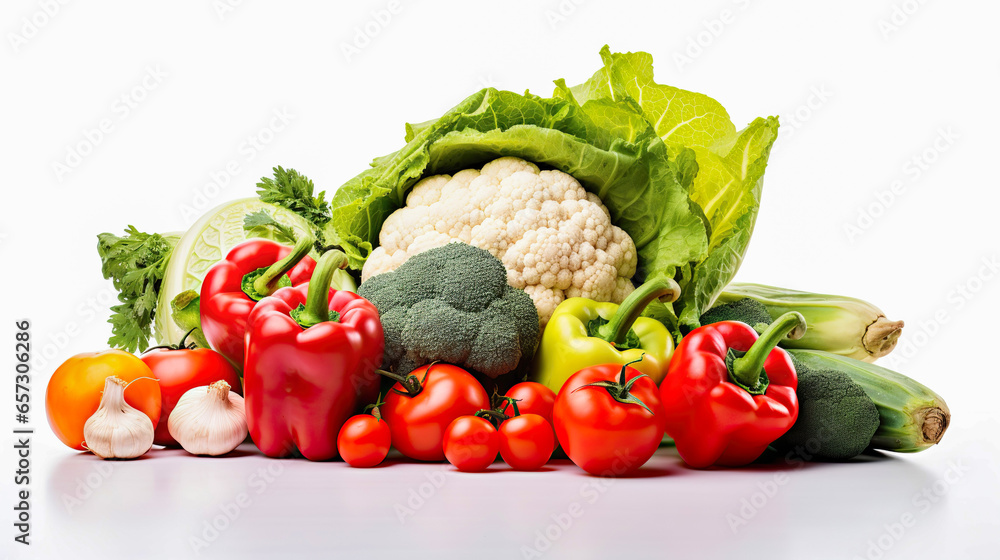 A variety of vegetables on white background A variety of vegetables on white background