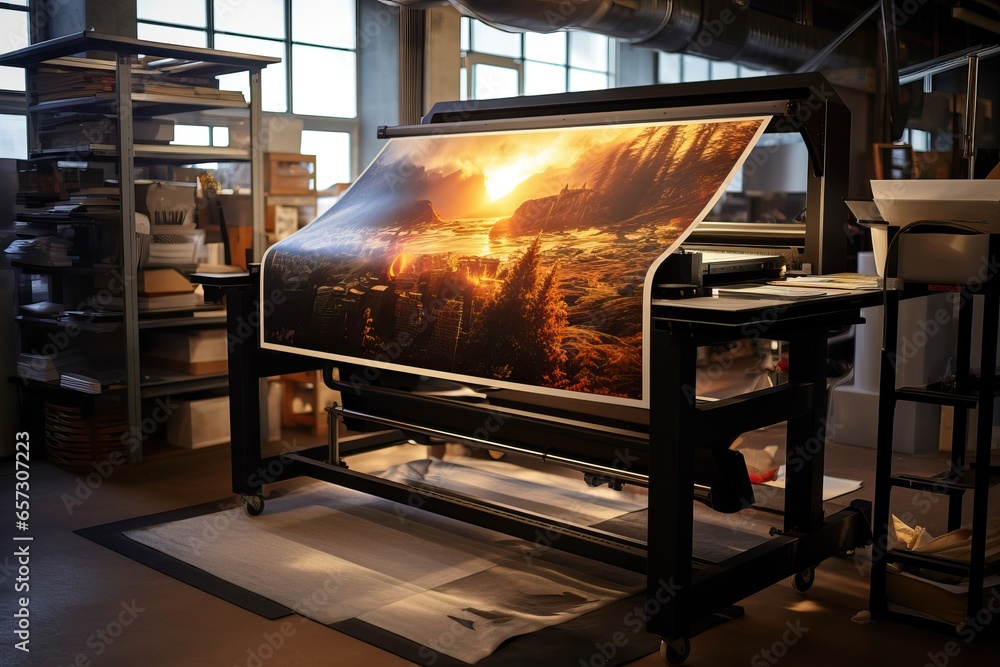 Large-Format Color Digital Printing Machine at Work