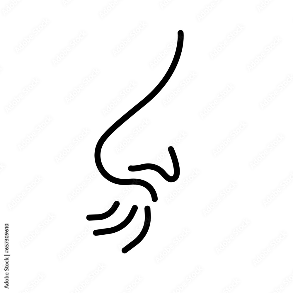 Simple nose and breath icon. Smelling nose icon. Vector.