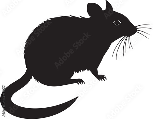 Icon of rat silhouette. Black vector illustration of rodent	
