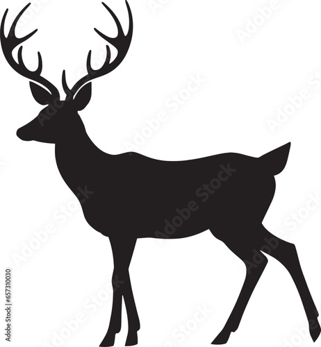 Regal Monochrome Vector Illustration of a Majestic Deer with Magnificent Horns in the Wilderness