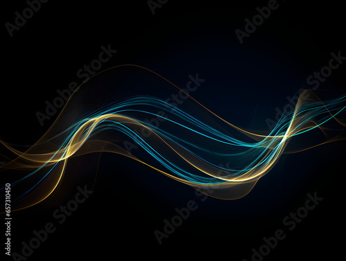 A blue and gold yellow wave on a black background