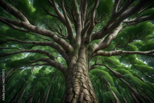 A sentient tree with a face formed from the surrounding landscape