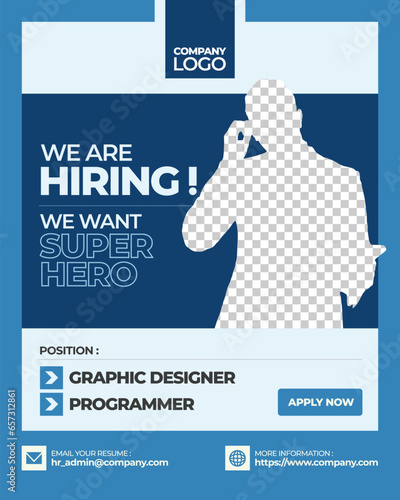 Social Media Template Job Vacancy Recruitment. Poster 1080x1350px for We Are Hiring