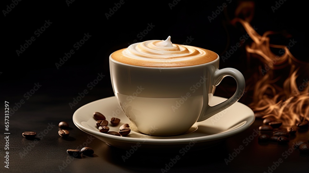 a cup of coffee with a saucer on a saucer. generative ai a cup of coffee with a saucer on a saucer. generative ai