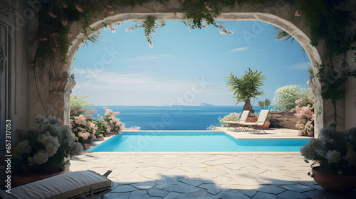 view of the Sea through the infinity pool , villa luxury