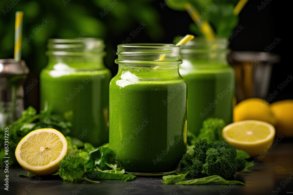 Green Smoothie in Glass Jar Green Smoothie in Glass Jar